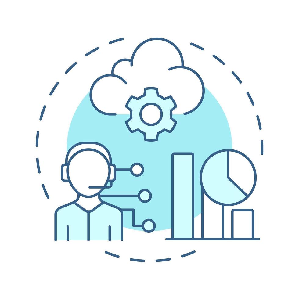 ITSM soft blue concept icon. It service management, maintenance. Cloud technology, statistics. Round shape line illustration. Abstract idea. Graphic design. Easy to use in blog post, presentation vector