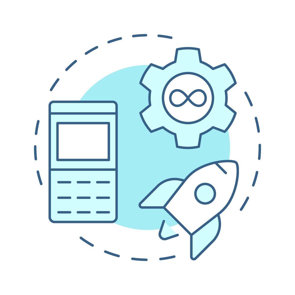 DevOps soft blue concept icon. Software development, technology. Efficiency, productivity. Round shape line illustration. Abstract idea. Graphic design. Easy to use in blog post, presentation vector