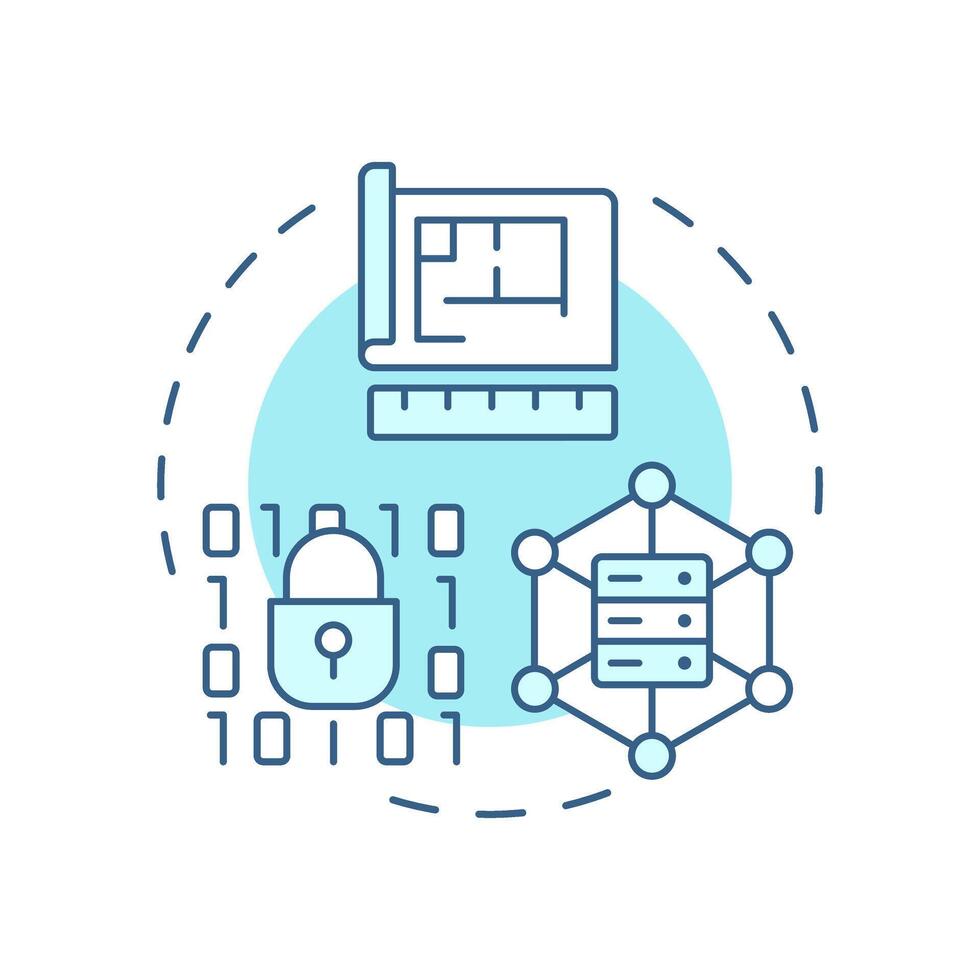 Service design soft blue concept icon. Software development, programming. Source code, binary. Round shape line illustration. Abstract idea. Graphic design. Easy to use in blog post, presentation vector