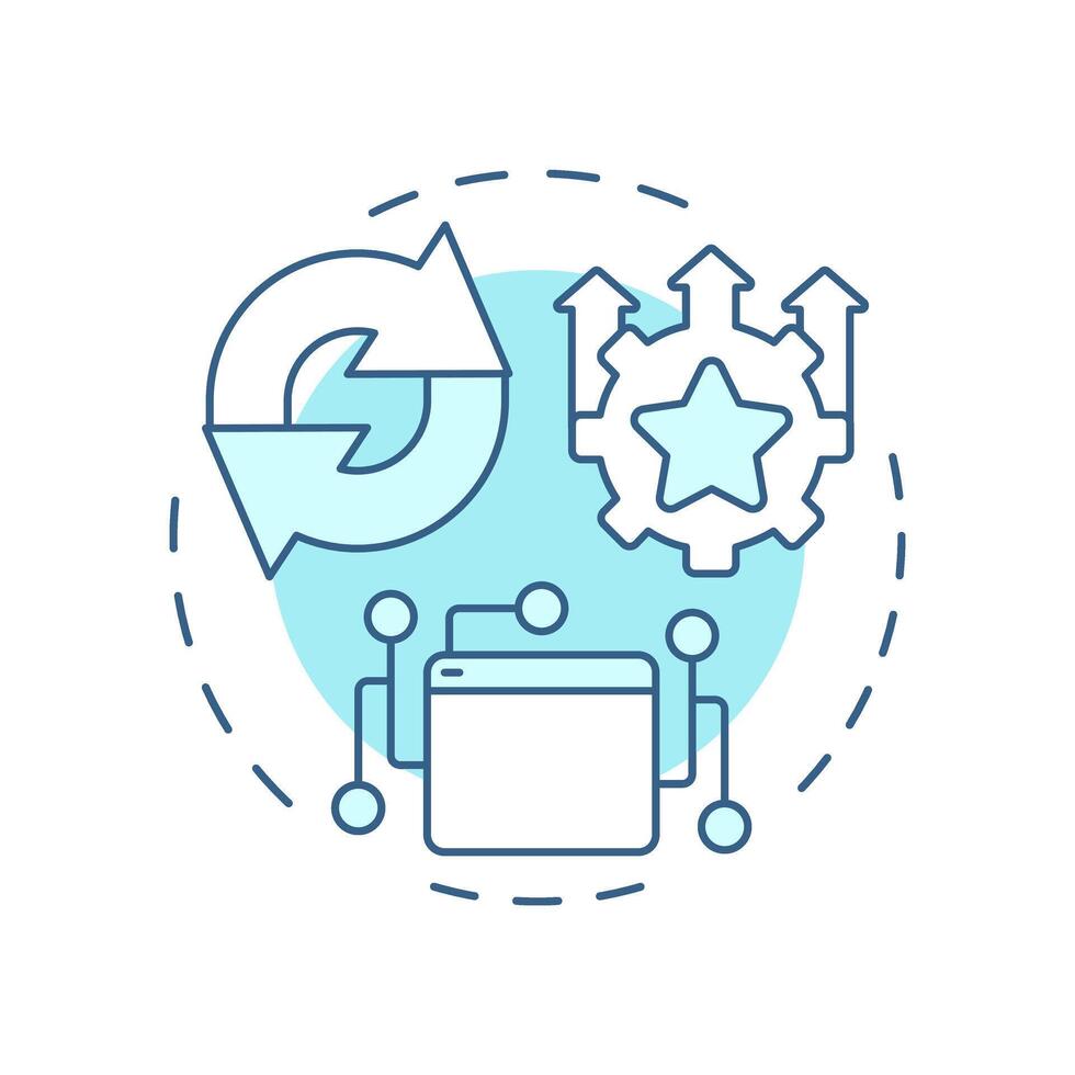 Continual service improvement soft blue concept icon. Performance measurement, customer feedback. Round shape line illustration. Abstract idea. Graphic design. Easy to use in blog post vector