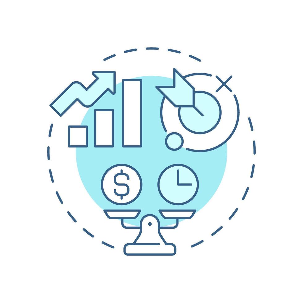 Focus on value soft blue concept icon. Cost efficiency. Statistical graph, analysis. Round shape line illustration. Abstract idea. Graphic design. Easy to use in blog post, presentation vector