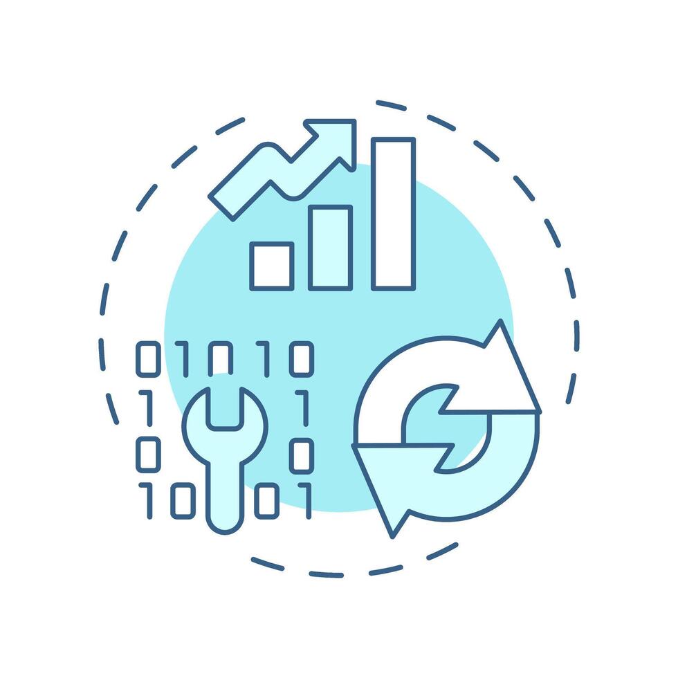Service practices soft blue concept icon. Source code, software engineering. Efficiency chart. Round shape line illustration. Abstract idea. Graphic design. Easy to use in blog post, presentation vector