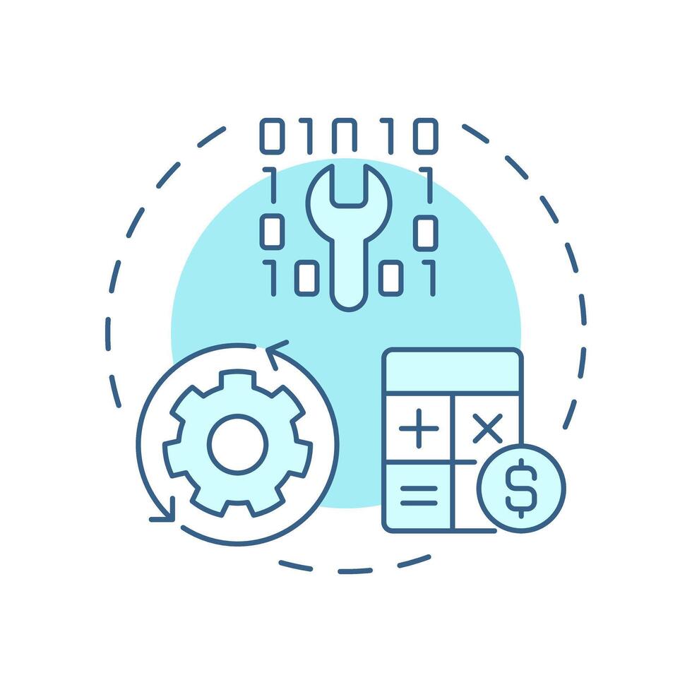 Optimize it resources soft blue concept icon. Cost efficiency, software development. Round shape line illustration. Abstract idea. Graphic design. Easy to use in blog post, presentation vector