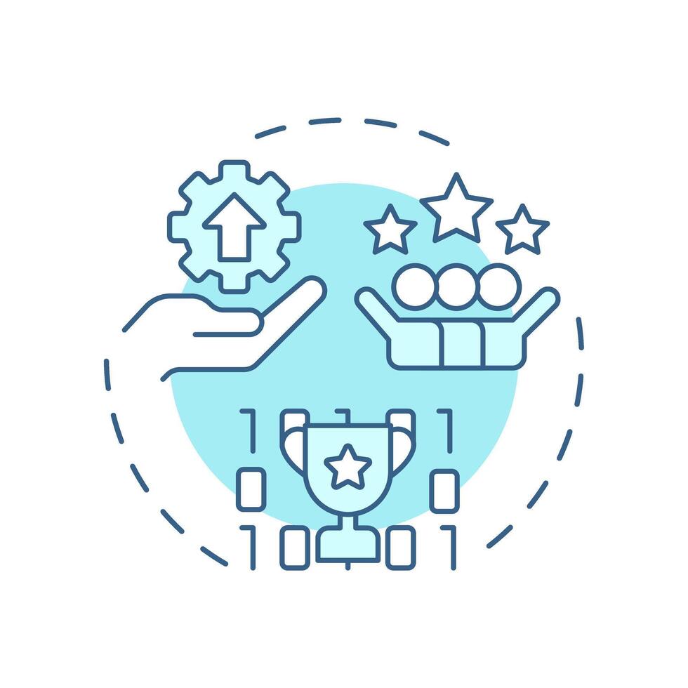 Improves service delivery soft blue concept icon. Teamwork organization, customer satisfaction. Round shape line illustration. Abstract idea. Graphic design. Easy to use in blog post vector
