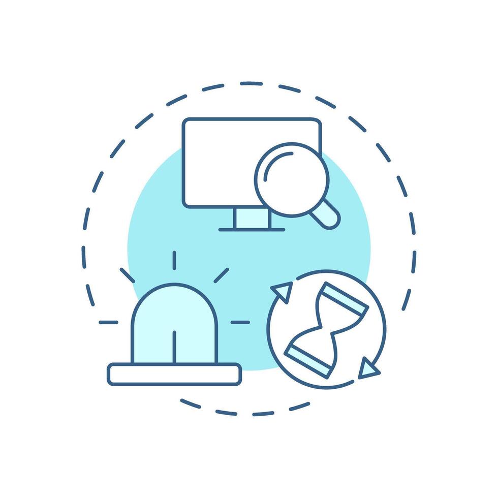 Faster incident detection soft blue concept icon. Problem solving, service maintenance. Round shape line illustration. Abstract idea. Graphic design. Easy to use in blog post, presentation vector