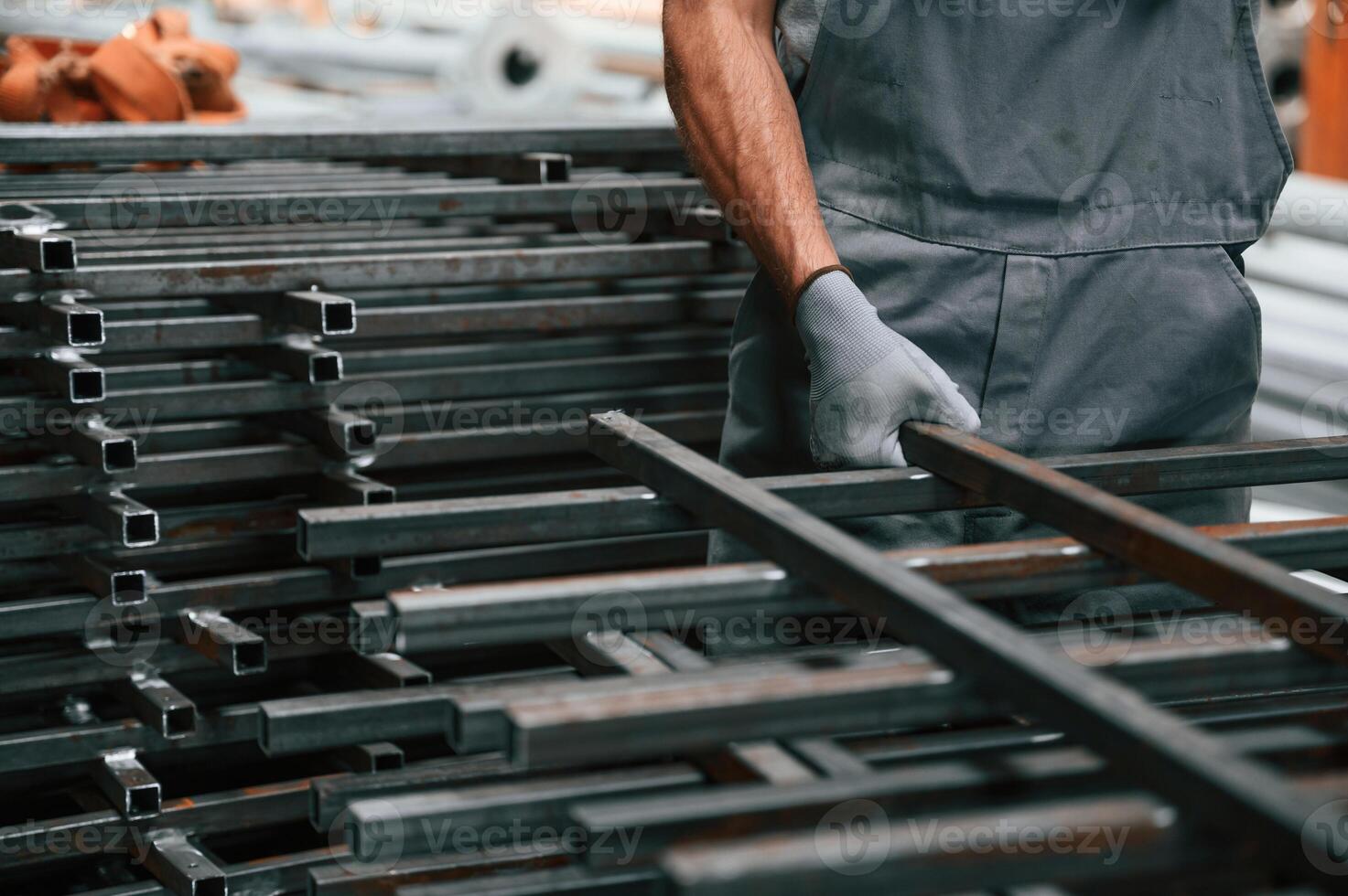 Close up, view of man that is working at the factory photo