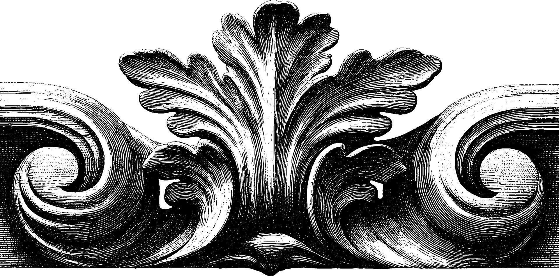 Intricate vintage baroque acanthus leaf ornament design. vector