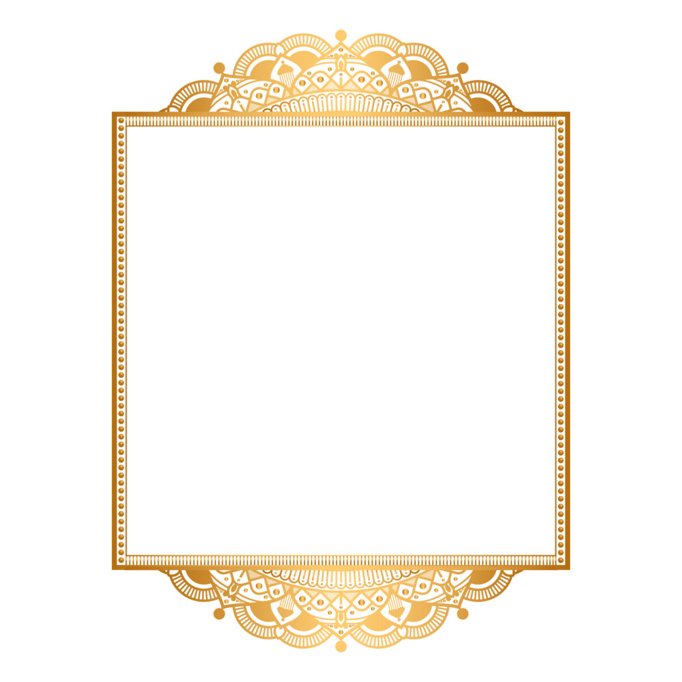 Luxury golden rectangle frame with certificate border pattern line photo frame islamic wedding invitation background png