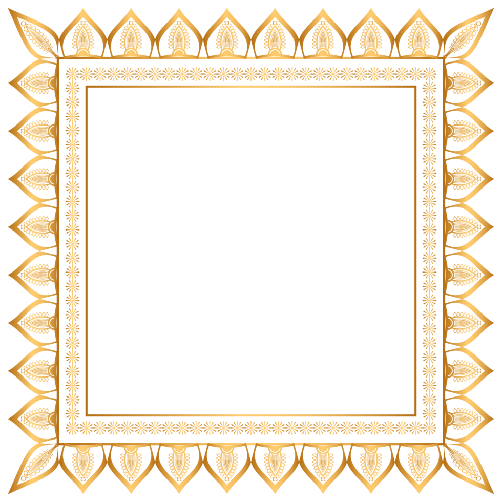 Luxury Golden border Rectangle Corner Certificate Border Pattern Line Photo Frame Islamic Wedding Invitation Background png