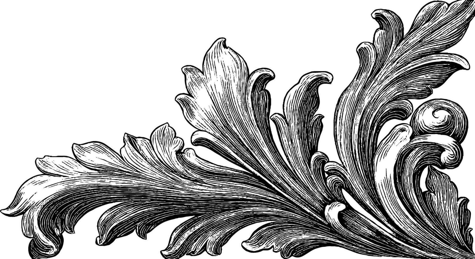 Elegant engraved floral corner design for decorative projects. vector