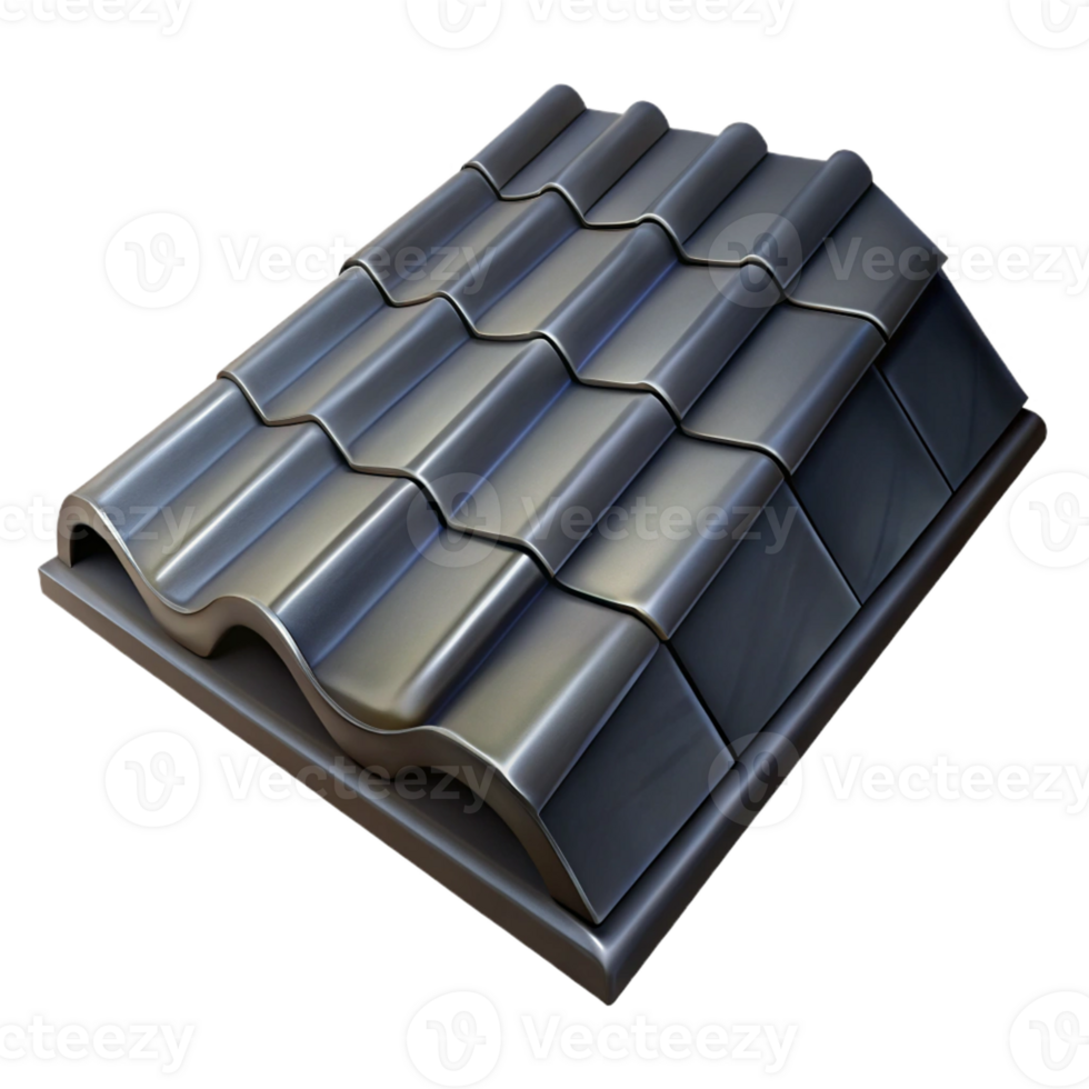 glorious intense minimalist Slate roof tile, dark grey textured with Transparent Background authentic png