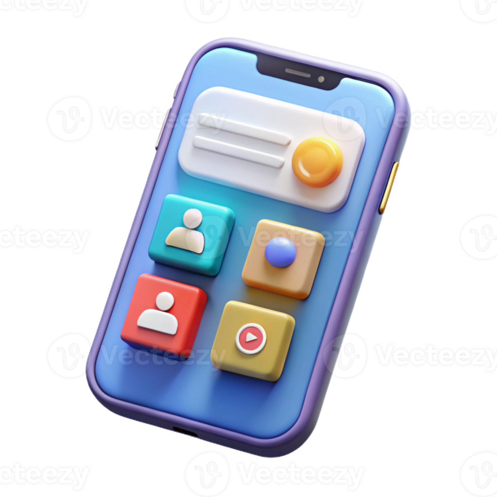 dramatic spectacular Smartphone displaying social media app with Transparent Background studio quality png