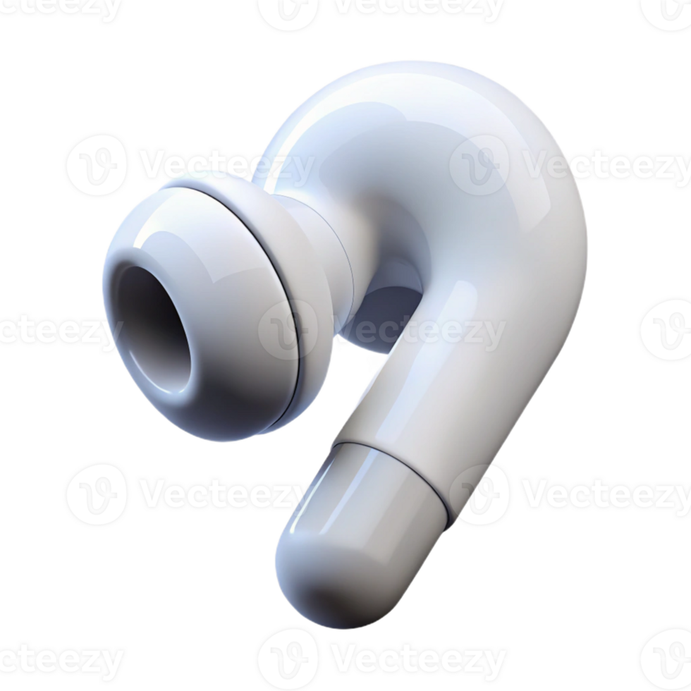 coveted coastal Concept art style, isolated cutout of a single white wireless earbud with Transparent Background expertly shot png
