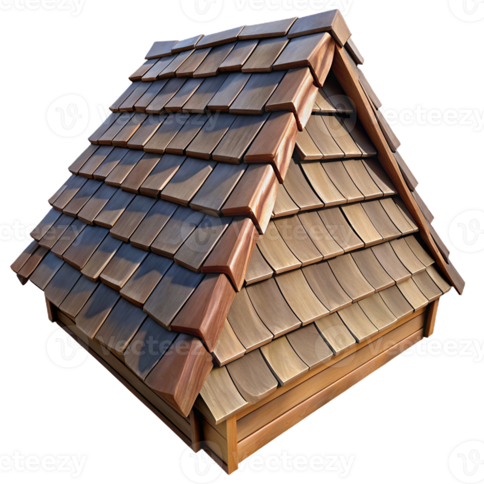 enchanting organic Wooden roof shingle, weathered cedar with Transparent Background detailed png