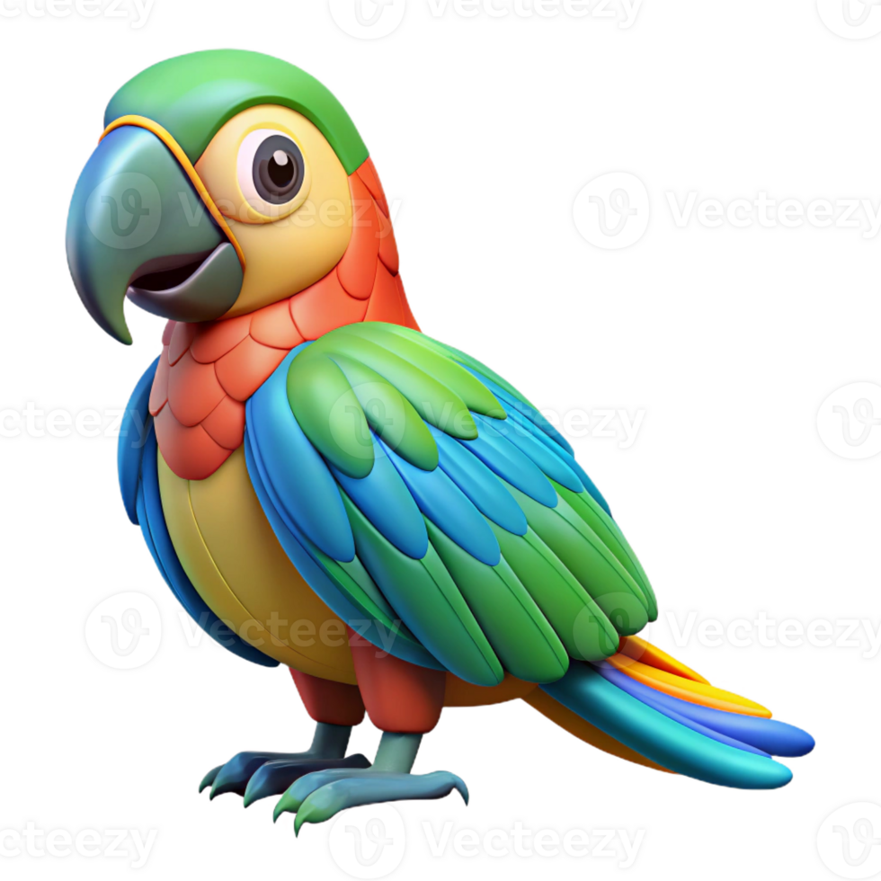 dreamy enchanting Parrot, macaw, colorful feathers, with Transparent Background 8K png