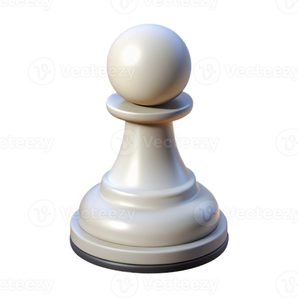 fascinating classic Professional render, isolated cutout of a single chess piece, white pawn with Transparent Background high quality png