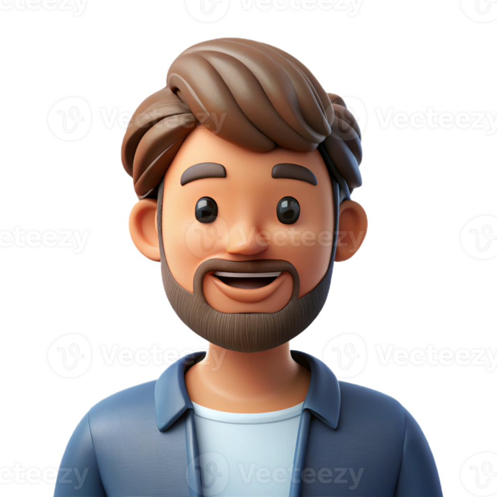 exemplary minimalist Young man with beard and mustache with Transparent Background high quality png