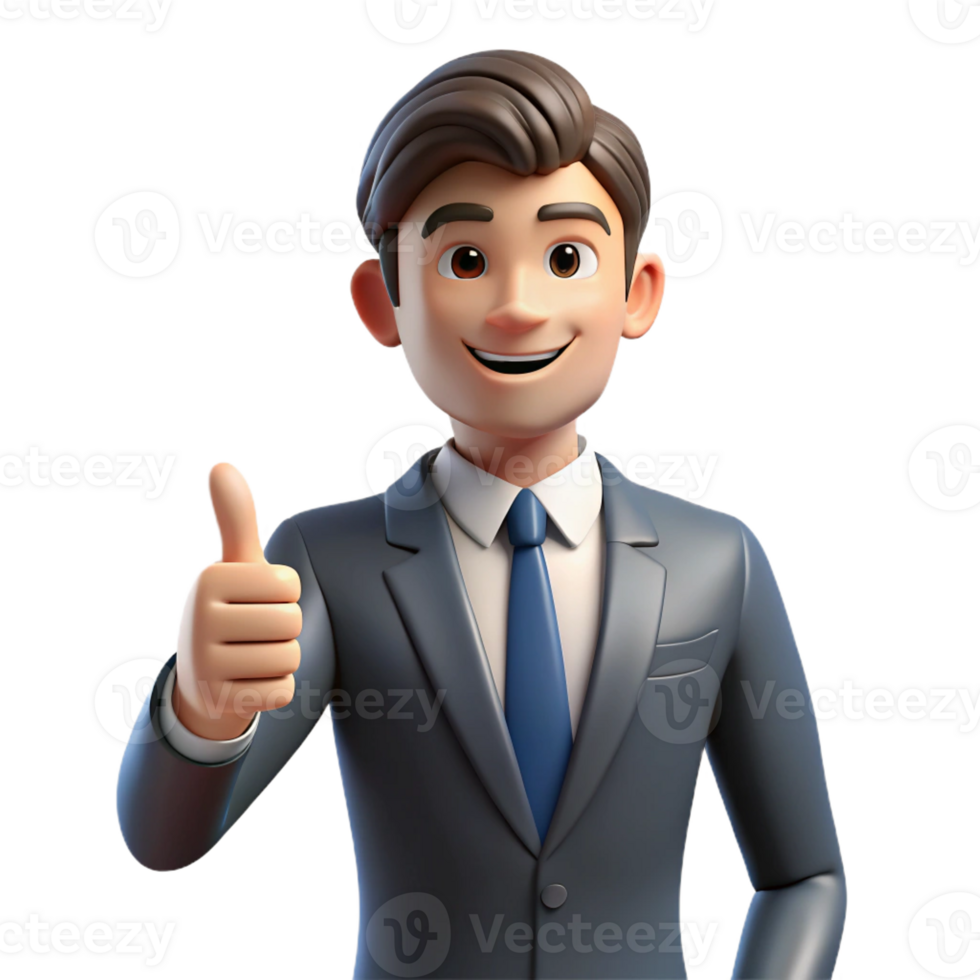 exemplary industrial Businessman in suit giving a thumbs up with Transparent Background detailed png