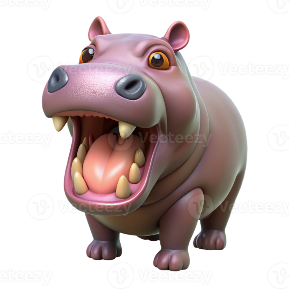 fascinating memorable Hippopotamus, open mouth, large teeth with Transparent Background png