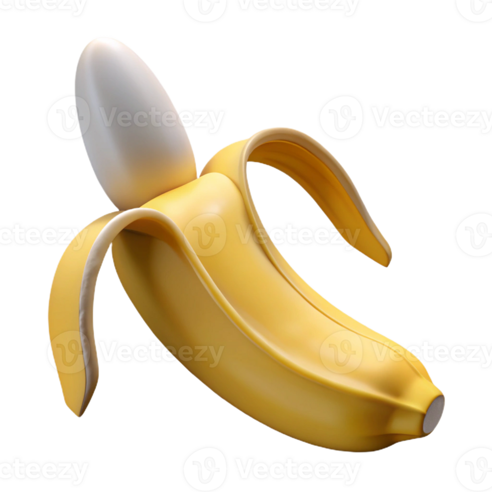 dreamy exquisite Ripe banana peel partially open with Transparent Background studio quality png