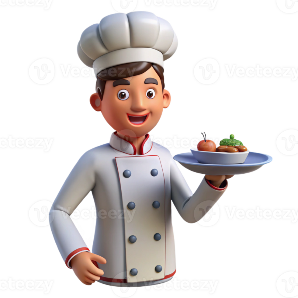 fascinating classic Chef holding a plate of food with Transparent Background artisan png