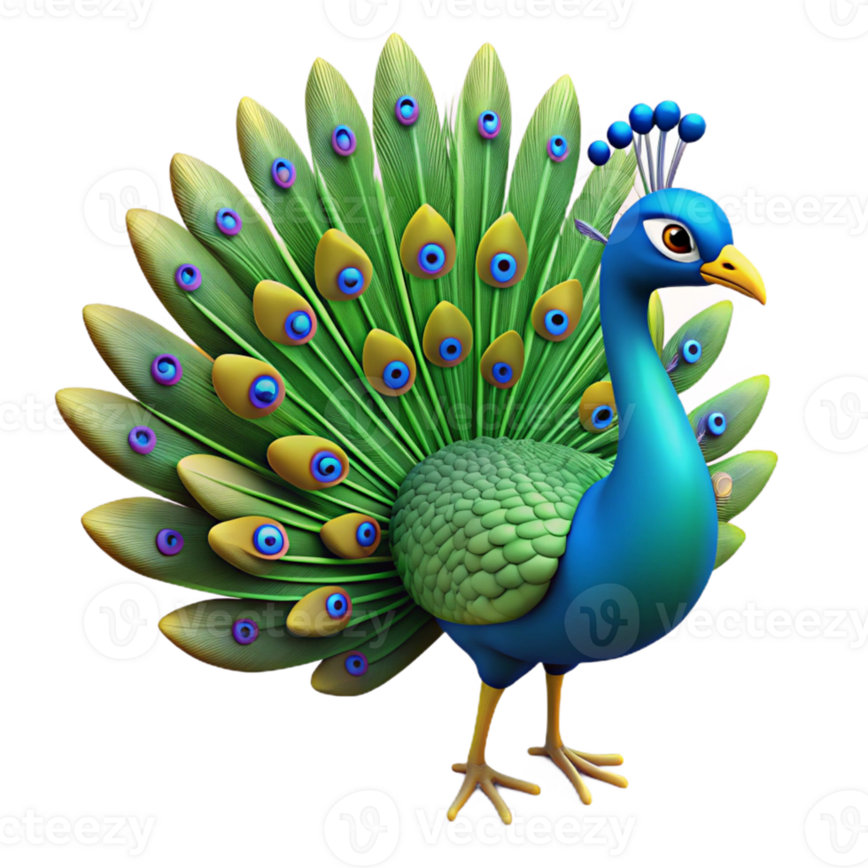 gorgeous harmonious creative Peacock, male, tail feathers fully displayed, with Transparent Background masterfully captured png
