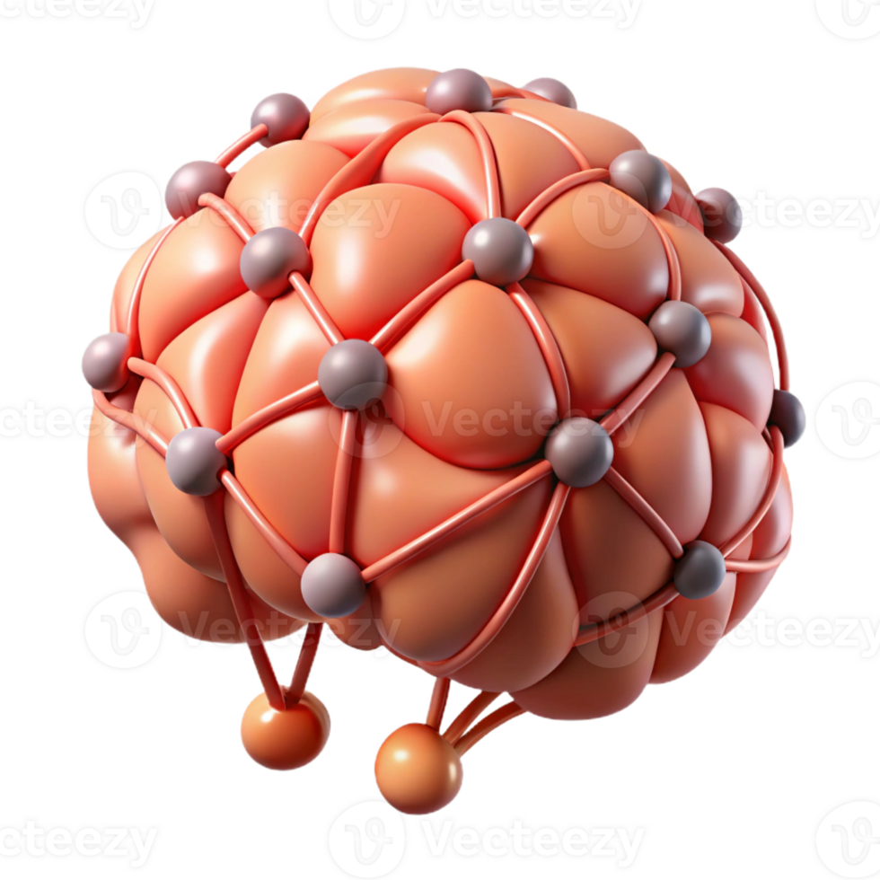 gorgeous energetic art deco A stylized, abstract human brain with interconnected neural pathways, with Transparent Background luxury png