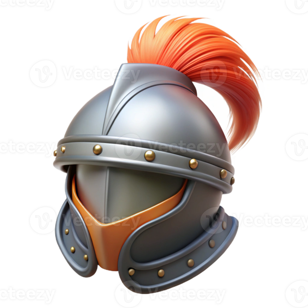 distinctive tropical A knight's helmet with a plume with Transparent Background ultra HD png