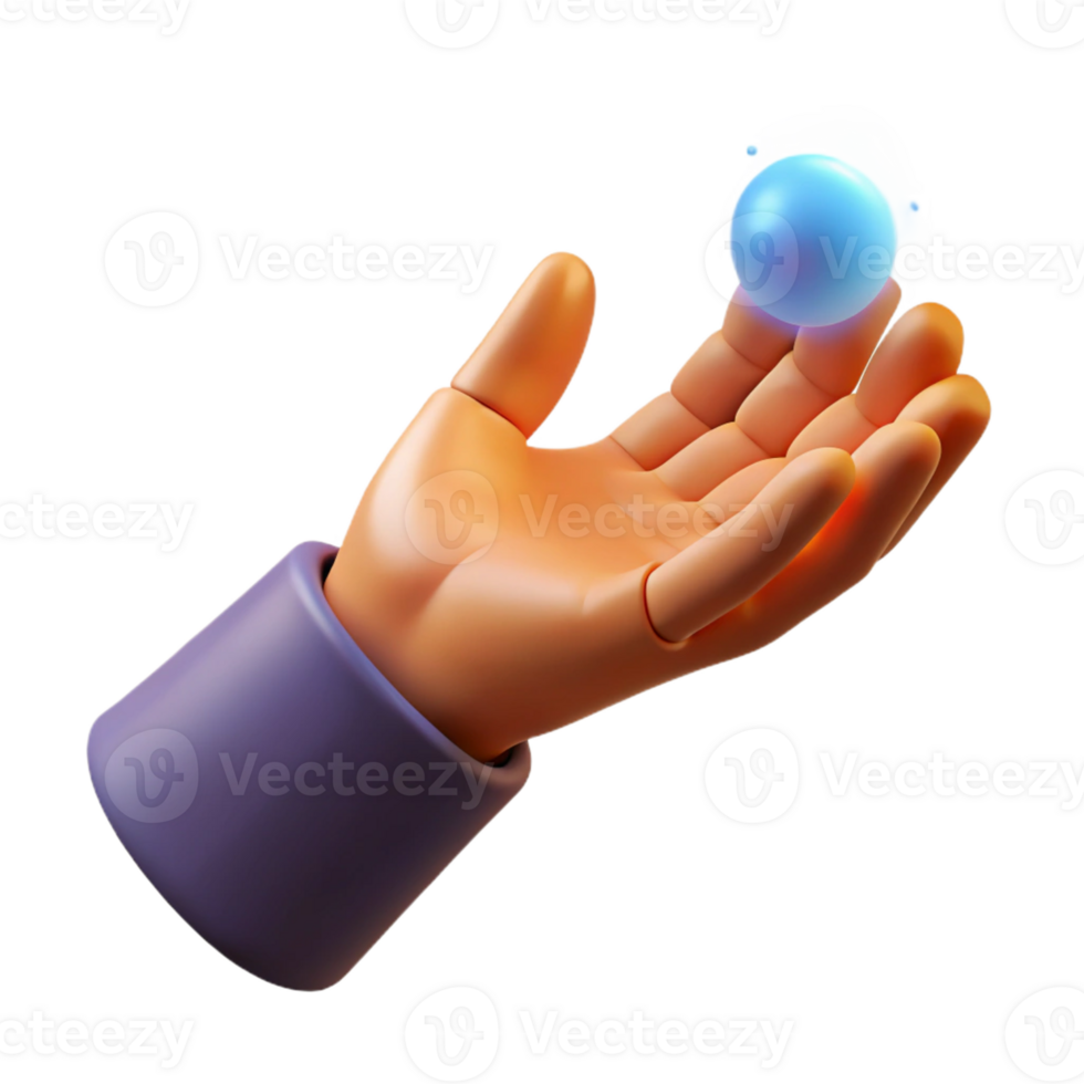 exquisite tranquil contemporary A single human hand casting a spell with Transparent Background original png