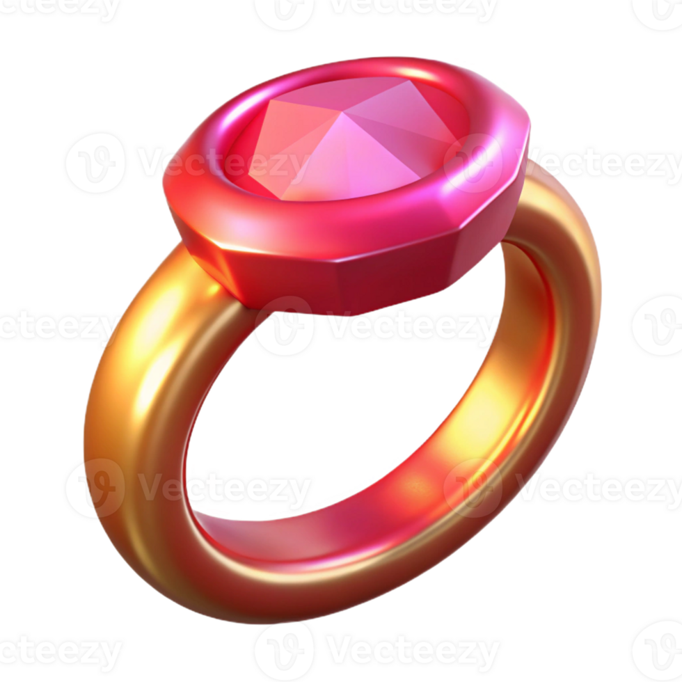 enchanting bohemian A magical ring with a large ruby with Transparent Background original png