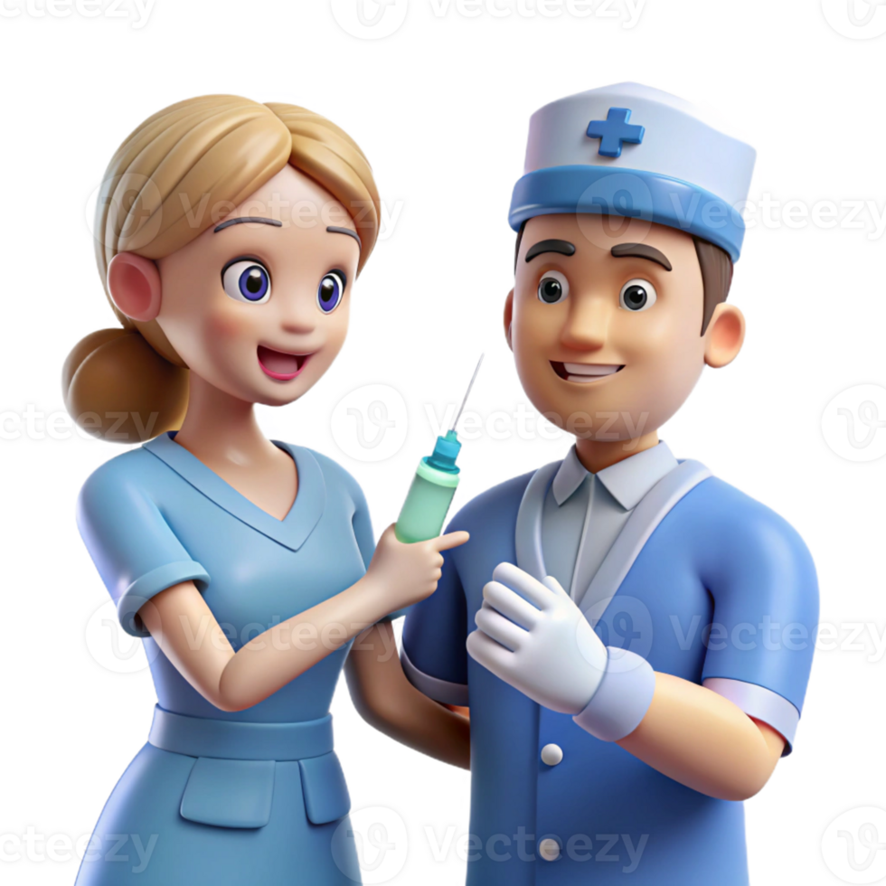 extraordinary tranquil industrial Nurse administering a shot with Transparent Background studio quality png