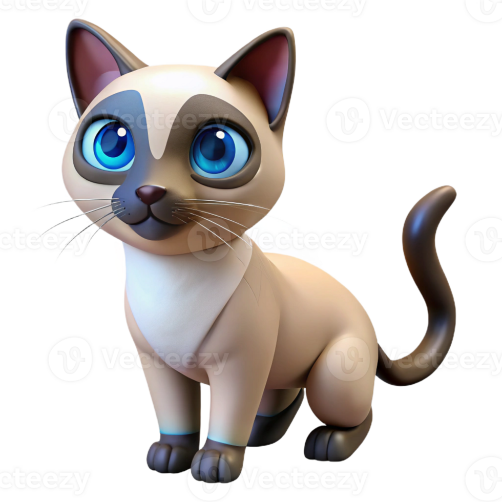 elegant gothic A curious Siamese cat with blue eyes with Transparent Background flawless png