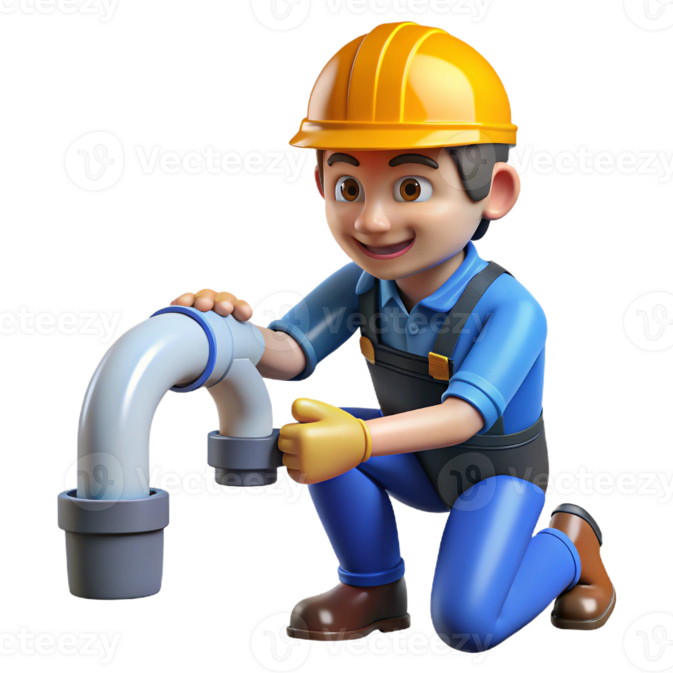 dazzling organic Plumber fixing a leaky pipe with Transparent Background original png