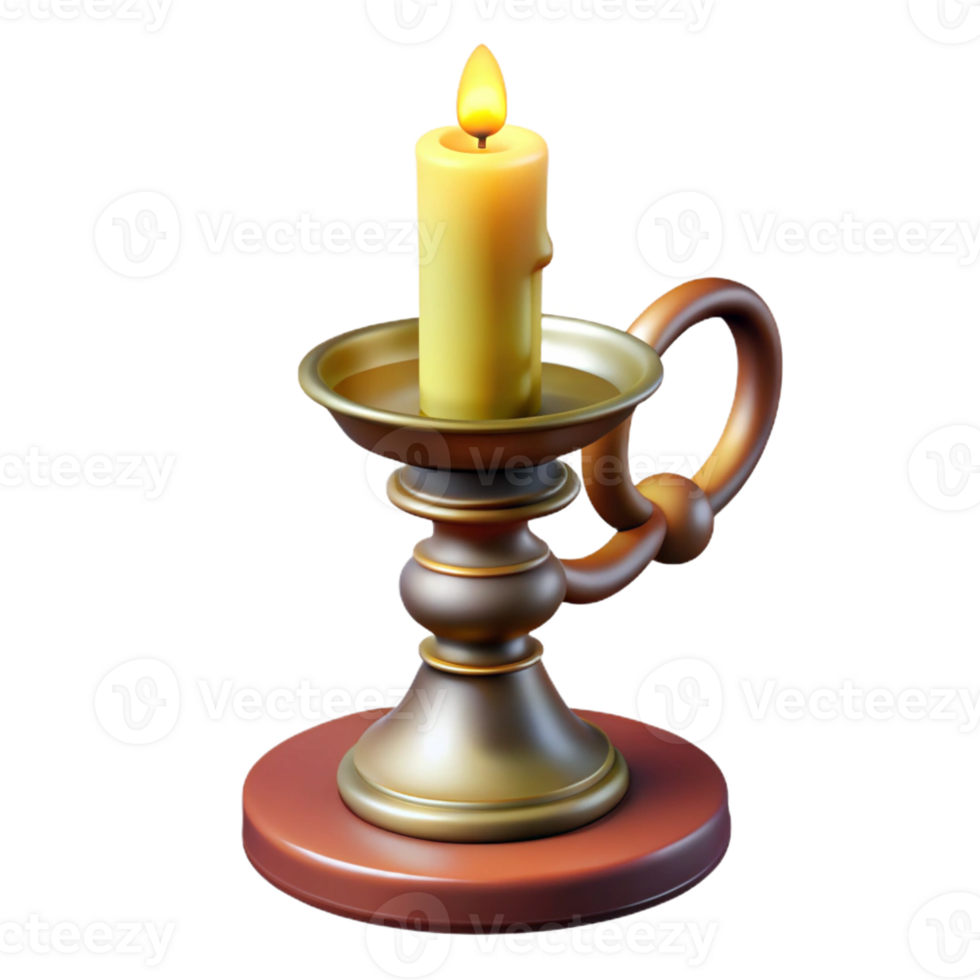 gorgeous industrial Concept art style, hyper-specific, isolated cutout of a vintage candlestick with Transparent Background authentic png