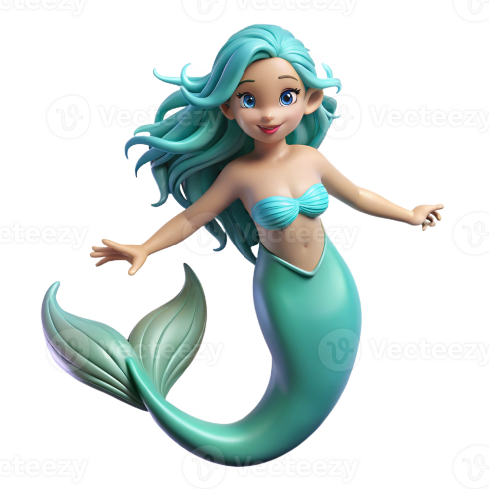 dramatic spectacular Nereid, sea nymph, flowing hair, graceful pose, with Transparent Background premium png