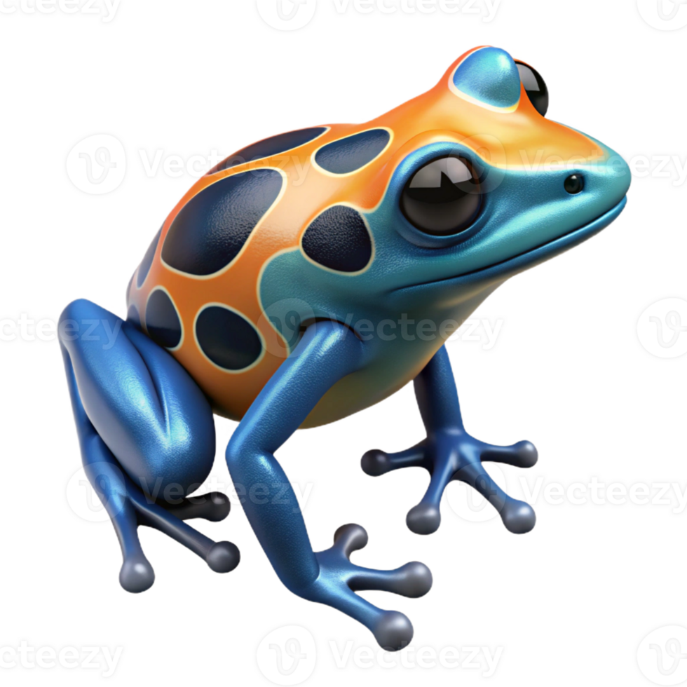 extraordinary memorable Ultra-detailed, professional render of a photorealistic isolated cutout of a single poison dart frog, vibrant colors, dorsal view with Transparent Background png