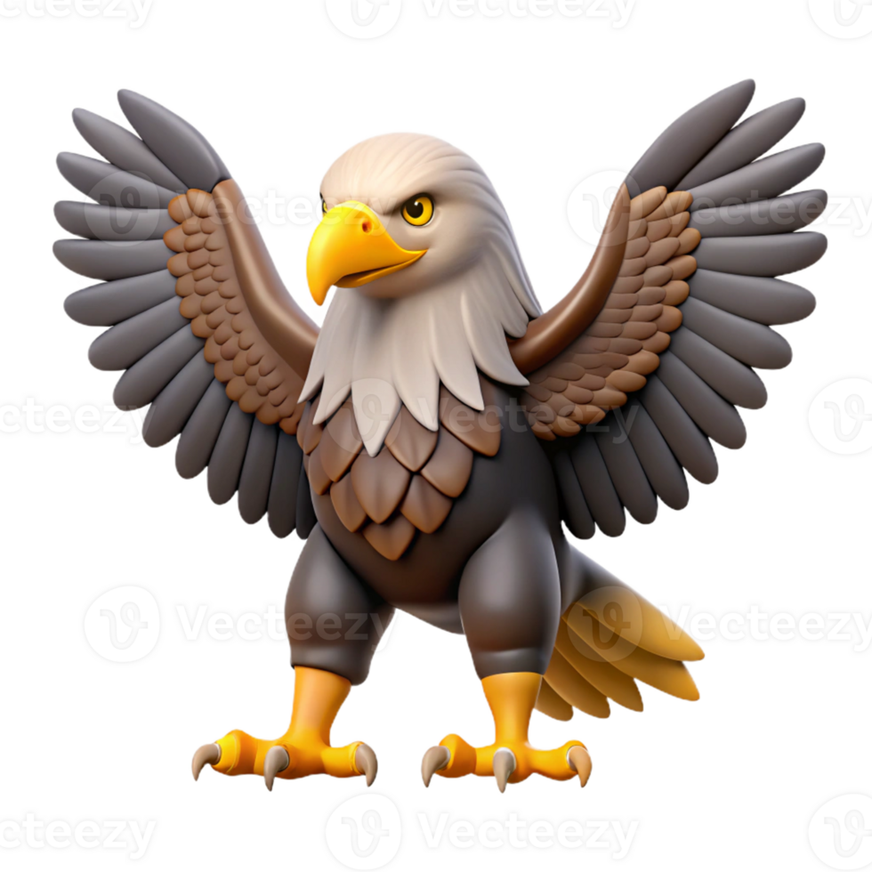 beautiful ethereal geometric Concept art style, isolated cutout of a hyper-specific adult bald eagle, wings fully spread, talons extended with Transparent Background premium png