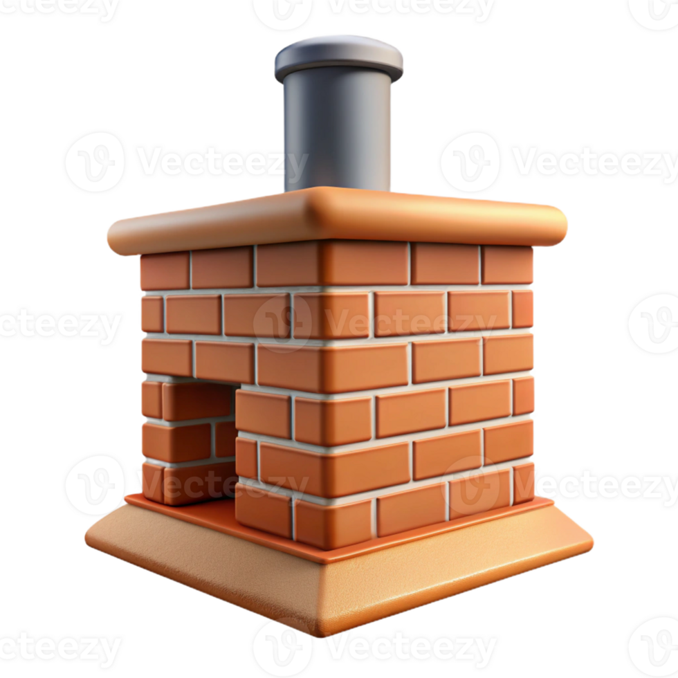 extraordinary joyful bohemian Tudor chimney stack, brick, with Transparent Background handcrafted png