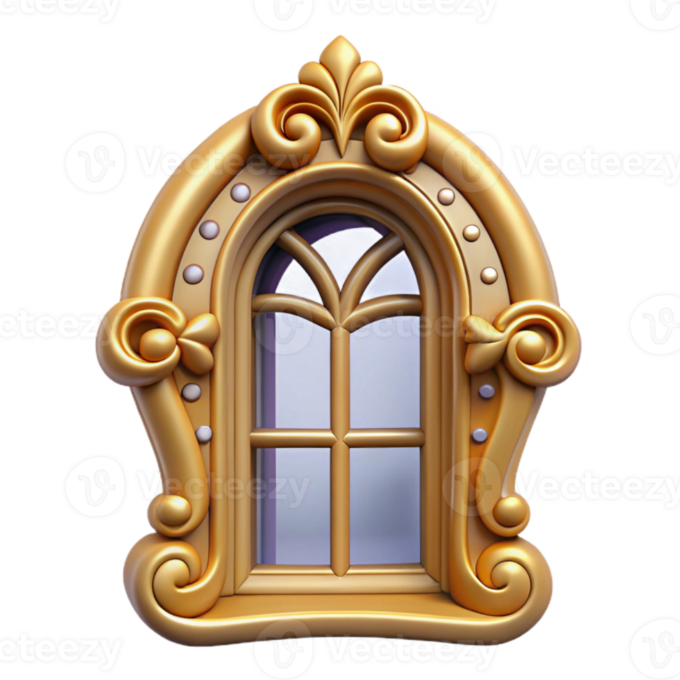 dramatic inspired Baroque ornate window frame, with Transparent Background png