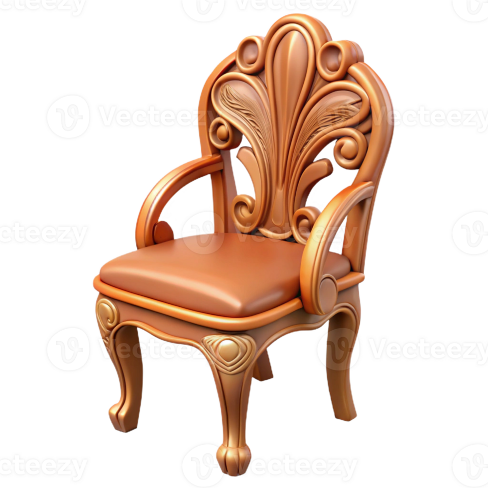 coveted elegant Professional render, isolated cutout of an Art Nouveau chair back, carved wood with flowing lines and stylized floral motifs with Transparent Background exclusive png