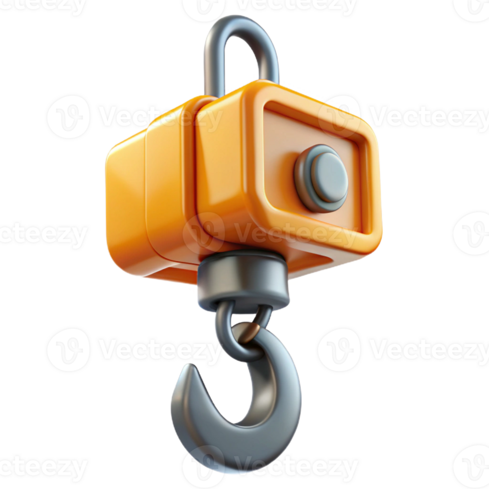 elegant acclaimed Construction crane lifting hook, with Transparent Background png
