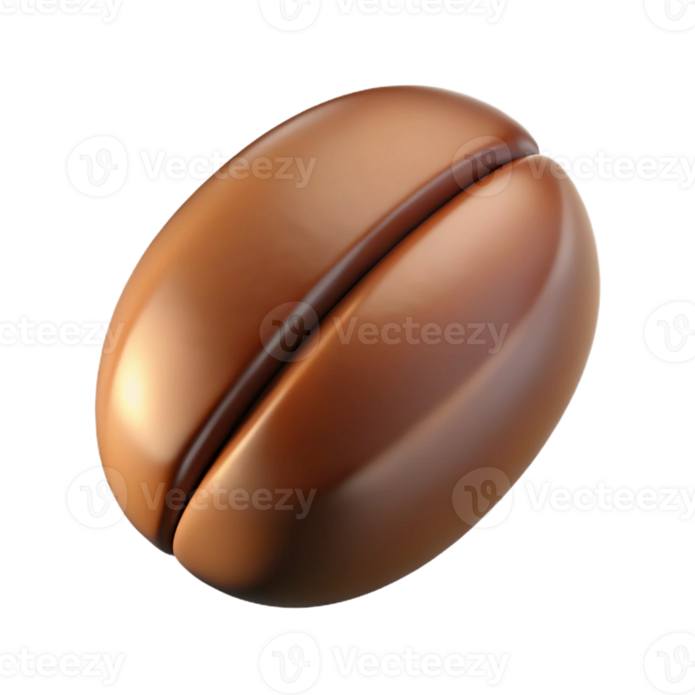 dreamy fascinating Hyper-specific professional render of a single coffee bean Isolated cutout with Transparent Background expertly shot png