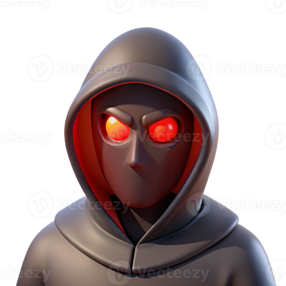 fascinating dynamic nordic A mysterious, hooded figure with glowing red eyes with Transparent Background perfect clarity png
