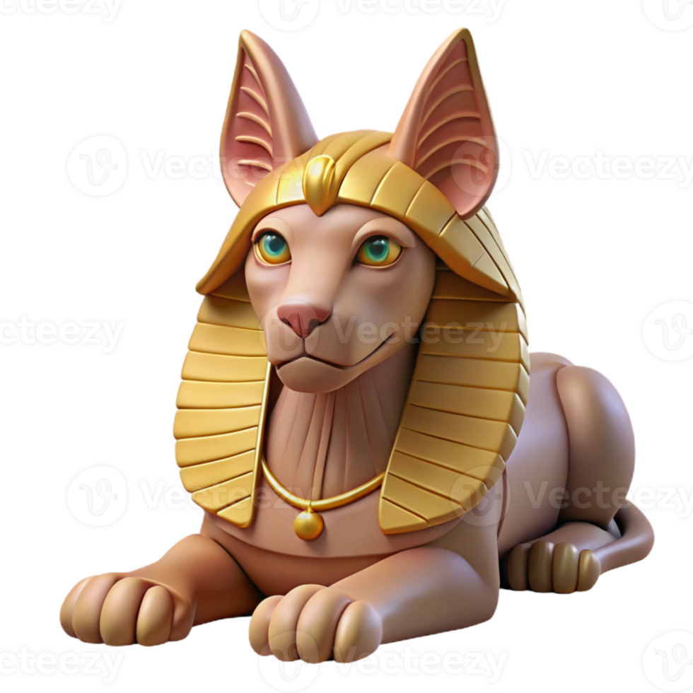 elegant acclaimed A majestic sphinx with enigmatic expression, with Transparent Background png