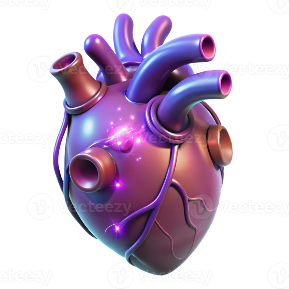 beautiful dynamic classic A detailed, anatomical heart with magical energy, with Transparent Background premium png