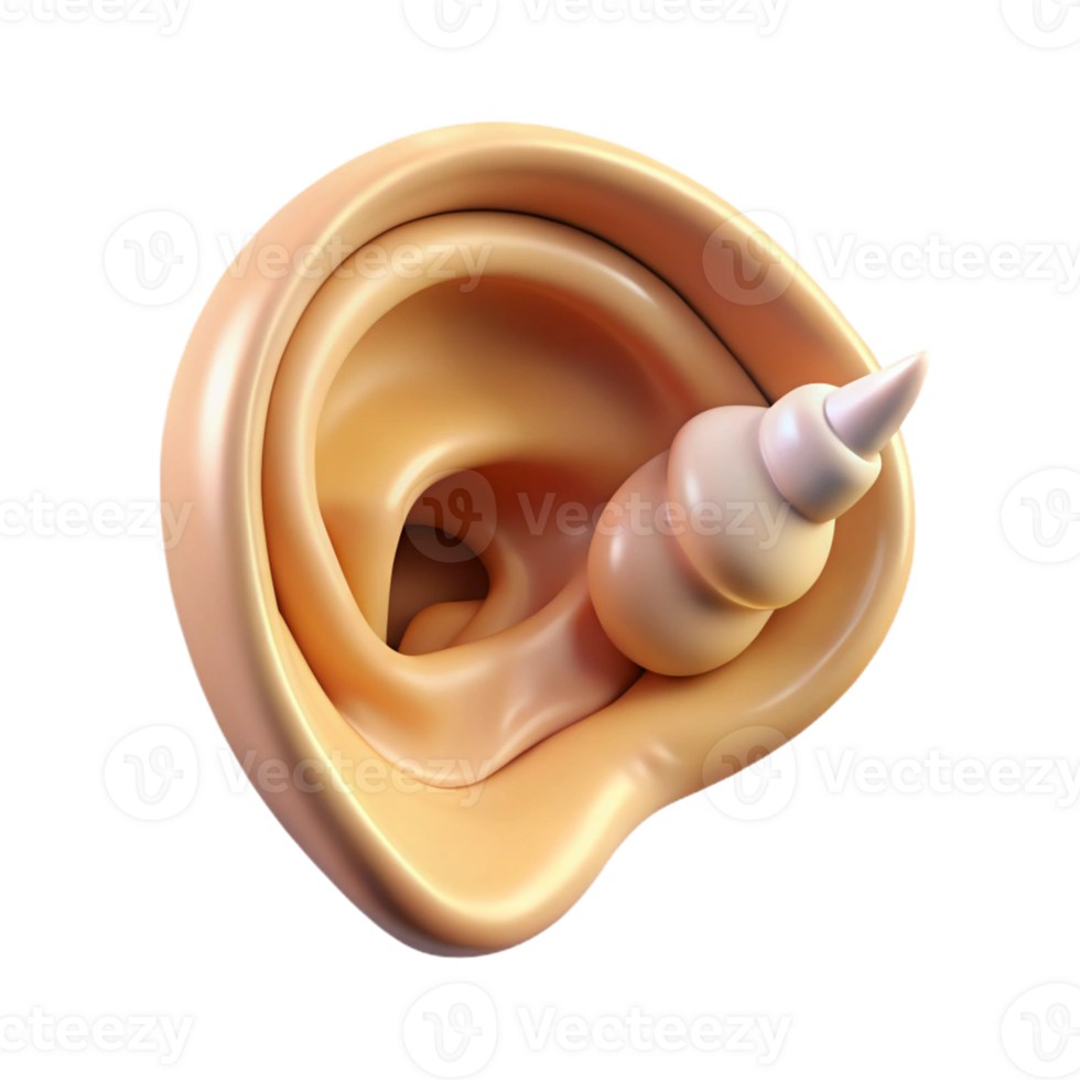 extraordinary modern Concept art style, isolated cutout of a single human ear listening to the whispers of a conch shell with Transparent Background elite png
