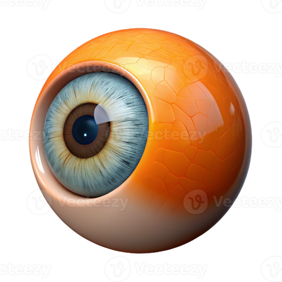 dynamic magnificent A human eye, iris a fiery orange, highly detailed with Transparent Background 4K png
