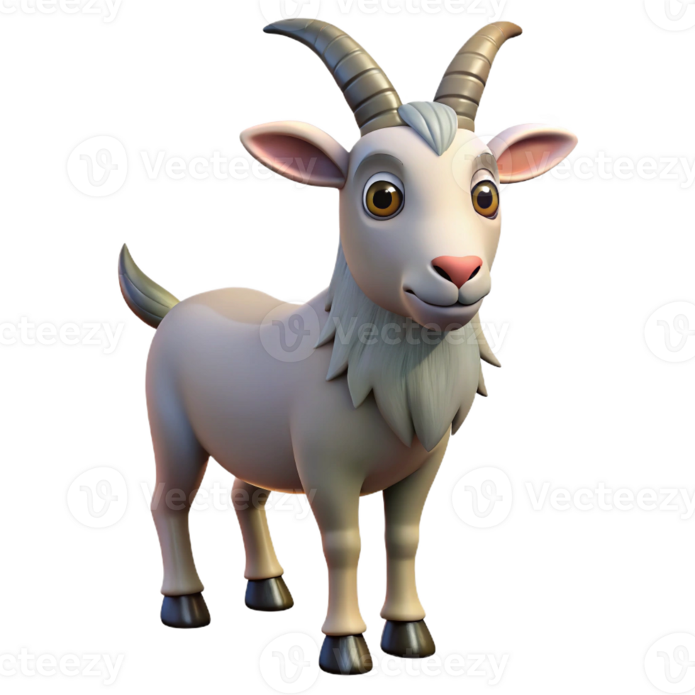 extraordinary joyful impressionist Goat, billy goat, horns and beard with Transparent Background genuine png