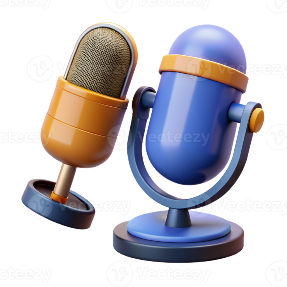 beautiful dreamy abstract Microphone, podcasting equipment, with Transparent Background genuine png