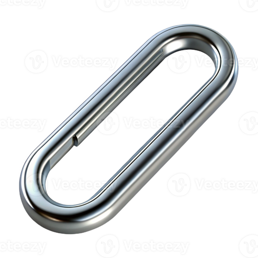 elegant ethereal coastal A single, realistic paperclip, made of polished silver with Transparent Background impeccable png